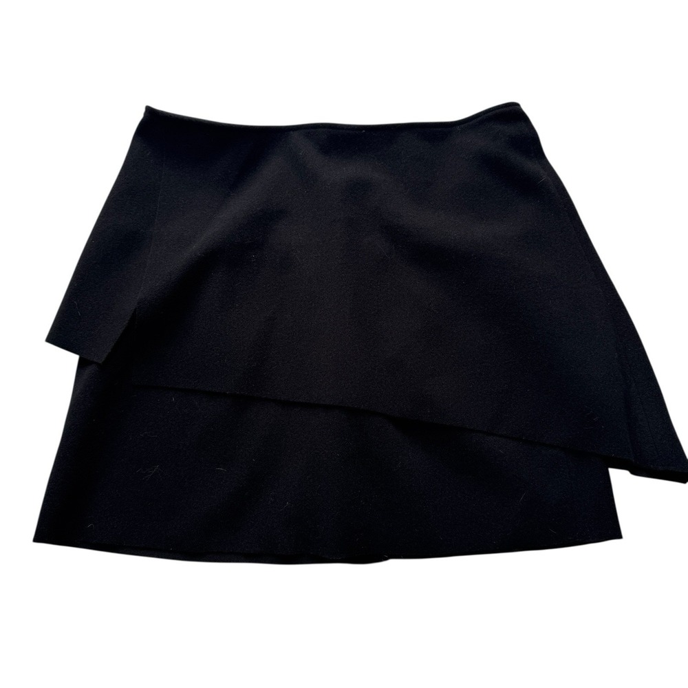 Piombo Italian Mini Skirt Size EUR 42 US 10 Black Asymmetric Layered Modern‎